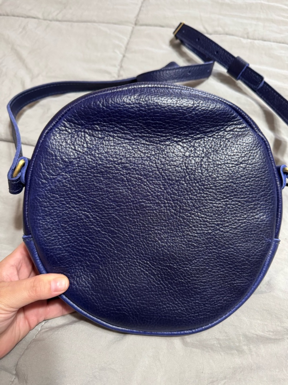Portland Leather Circle Crossbody in Cobalt - Picture 3 of 11